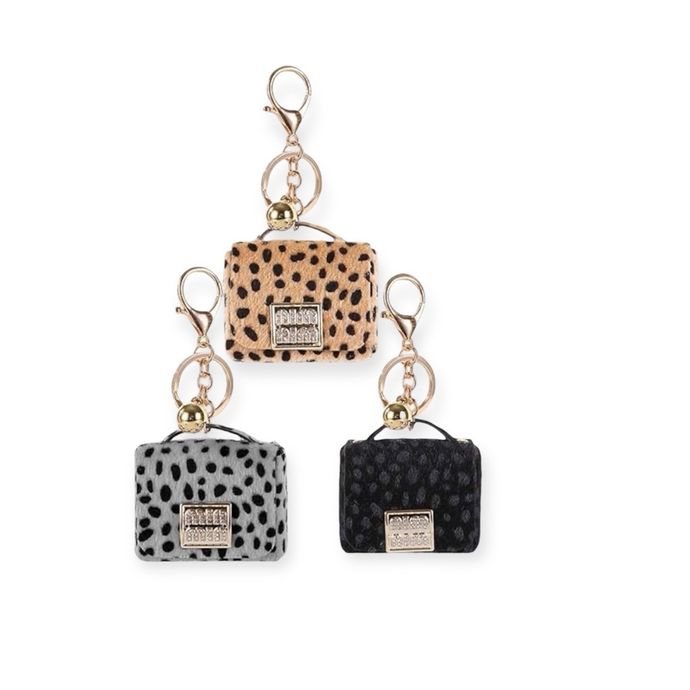 Bundle Leopard Print Mini Handbag Keychain Trio -… - image 1